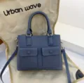 Genuine leather women handbag casual top handle crossbody bag stylish commuter tote bag for daily use - 25*12*19 CM / Haze Blue