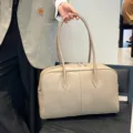 Bolso grande de cuero genuino con textura natural bandolera elegante de mujer para trabajo - 37*12*23 CM / Caqui