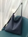 Genuine leather slouchy hobo shoulder bag casual crossbody tote purse for women main view - Grayish Blue