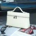 White leather mini box handbag, top handle crossbody bag with zipper and padlock detail. - 20*8*12 cm / White