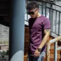 Men's short sleeve casual fitness t-shirt, solid purple color, comfortable and stylish top. - M / Purple