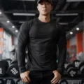 Men's Long Sleeve Athletic Gym T-Shirt Solid Color Quick Dry Workout Running Shirt - M / Tops / Round Neck Black