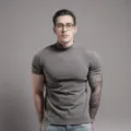 Close-up view of the men's ribbed mock neck short sleeve t-shirt showing fabric texture. - M / Mock Neck Top (YW14) / Gray