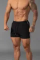 Men's black athletic fitness running shorts, breathable summer gym shorts with drawstrings. - M / Plain Black