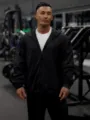 Veste de sport noire à capuche zippée pour homme, haut de fitness léger et séchage rapide. - S / Hauts / Noir
