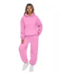 Conjunto de chandal con capucha y pantalones de felpa rosa para mujer ropa deportiva casual - Rosa