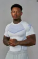 Men's Short Sleeve Compression Fitness T-Shirt Athletic Training Workout Gym Top Grey - White & Blue Plain