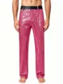 Close up of pink sequin trousers, sparkly stage performance dance pants texture details - Rose Red