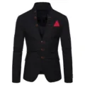 Veste de costume homme col montant décontracté blazer élégant noir vêtements - S / Noir