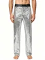 Men's silver sequin trousers, dazzling stage performance pants, perfect for parties and events. - M / Silver