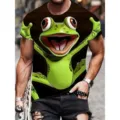 T-shirt homme imprimé grenouille drôle 3D manches courtes col rond style streetwear mode - S / Hauts / Grenouille verte