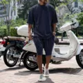 Men's summer casual tracksuit oversized short sleeve t-shirt and shorts set streetwear - Navy Blue