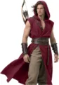 Medieval sleeveless hooded tunic detail view, classic renaissance cosplay costume for men. - S / Brick Red