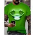 Homme 3D Imprimé Drôle Visage De Dessin Animé Manches Courtes Casual T-Shirt Vert - S / Hauts / Vert Lumineux