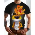 T-shirt Manches Courtes Imprimé 3D Guépard Drôle Homme Col Rond Streetwear Tendance - 12 / S