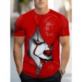 T-Shirt Homme Imprimé 3D Clown Horreur Manches Courtes Col Rond Top Streetwear Casual - 14 / S