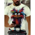 Homme 3D Imprimer Drôle Monstre Graphique Manches Courtes T-Shirt Col Rond Casual - 15 / S