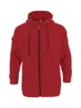 Men's red full-zip hooded sweatshirt casual sports athletic outerwear with pockets. - Red