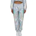 Holografische metallische trainingsbroek zilver glanzende streetwear broek voor dames - Laser Zilver