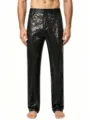 Close-up detail view of black sequin trousers for men, ideal for stage performance use. - M / Black