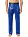Men's sparkling sequin dress pants, royal blue stage performance trousers for party show. - Blue