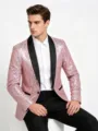 Chaqueta de lentejuelas rosa para hombre slim fit elegante para fiesta y escenario. - S / Rosa