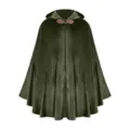Mantello con cappuccio in velluto medievale per cosplay di Halloween, costume da vampiro e pirata. - Verde militare