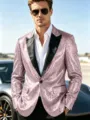 Chaqueta de lentejuelas para hombre rosa elegante fiesta escenario rendimiento blazer - S / Rosa