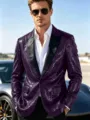 Blazer chaqueta de lentejuelas para hombre morado brillante fiesta club espectáculo - Púrpura
