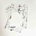 Papel de carta vintage metalizado variante estrella luna pluma design papeleria set - 8 Piezas/Paquete / Blanco