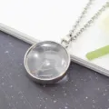Detailed macro shot of a real dandelion seed preserved in a clear round glass pendant - Dandelion Round Silver Necklace