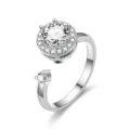 Elegante anello aperto rotante da donna con incastonatura di pietre preziose. - Aperto Regolabile / Zirconia cubica completa
