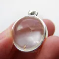 Clear double-sided glass ball necklace pendant with a real dandelion seed inside - Dandelion Spherical Silver Necklace