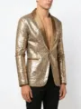 Chaqueta blazer de lentejuelas doradas para hombre fiesta boda club brillante abrigo - S / Dorado