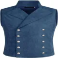 Detailansicht Herren Steampunk Weste, blauer Wildlederstoff mit edlen Metallknöpfen. - S / Oberteile / Blau