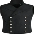 Herren Gothic Steampunk Weste schwarz doppelreihig Anzug Weste für Halloween Kostüm - S / Oberteile / Schwarz