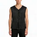 Détails du gilet à lacets médiéval gothique steampunk noir, haut de pirate renaissance. - S / Gilets à lacets noirs