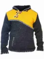 Pull en tricot à capuche pour homme colorblock décontracté manches longues automne hiver - S / Jaune
