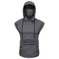 Détail du sweat à capuche sans manches style ninja pour hommes avec masque intégré. - M / Hauts / Gris
