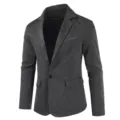 Men's casual slim fit dark grey blazer single button suit jacket spring autumn fashion apparel - M / Dark Gray