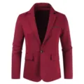 Men's Casual Slim Fit Blazer Wine Red Single Button Suit Jacket for Daily Wear and Office - M / Burgundy