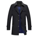 Men black trench coat stylish casual autumn jacket business male windbreaker outerwear - M / Tops / Black