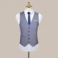 Classic slim fit men suit vest in elegant grey blue, styled with crisp white shirt and tie. - S / Light Gray