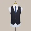 Men's Slim Fit Suit Vest Solid Business Formal Waistcoat Groom Wedding Sleeveless Jacket - S / Black