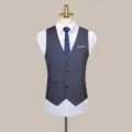 Men's stylish slim fit suit vest formal business waistcoat matched with white shirt and tie. - S / Dark Gray