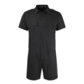 Men summer slim short sleeve utility romper casual black shorts jumpsuit fashion streetwear - S / Black