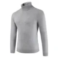 Maglione collo alto grigio tinta unita uomo pullover in maglia a maniche lunghe slim - Taglia M / Grigio