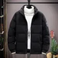 Homme hiver noir doudoune col montant thermique casual manteau mode chaud vêtement extérieur - 3XL / Hauts / Noir