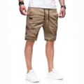 Pantaloncini casual da uomo in khaki con coulisse regolabile e design elegante e pulito. - Taglia S / Pantaloni e gonne / Kaki