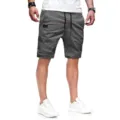 Men's casual gray shorts with drawstring, comfortable sportswear cargo design for daily wear. - M / Bottoms / Gray